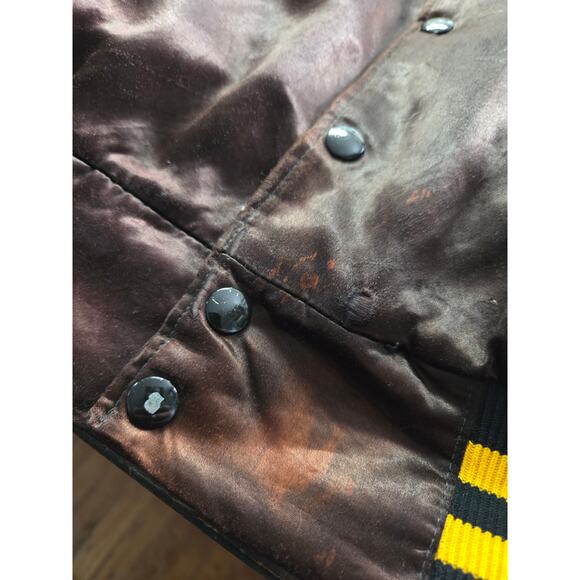 US Army Bravo Bulldogs Embroidered Satin Bomber Jacket Large Brown Street - Picture 13 of 16